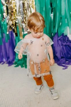 Fringe Co Sheer Sequin Star Kid's Caftan