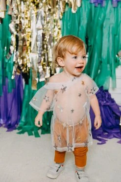 Fringe Co Sheer Sequin Star Kid's Caftan