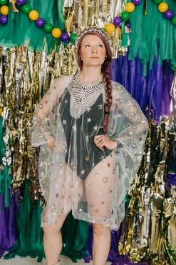 Fringe Co Sheer Star Short Caftan