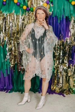 Fringe Co Sheer Star Short Caftan