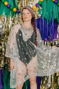 Fringe Co Sheer Star Short Caftan