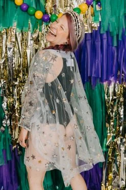 Fringe Co Sheer Star Short Caftan