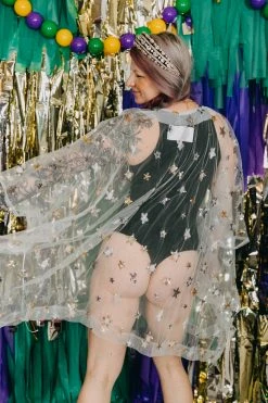Fringe Co Sheer Star Short Caftan