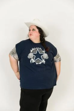 Fringe Co Party Tees Dallas Cowboys Silver Sequin Sleeve Party Tee