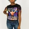 Fringe Co Kesha Purple Holographic Sequin Sleeve Party Tee Party Tees