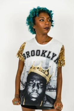 Fringe Co Party Tees Biggie Brooklyn Gold Sequin Sleeve Party Tee 7 Fringe Co Party Tees Biggie Brooklyn Gold Sequin Sleeve Party Tee
