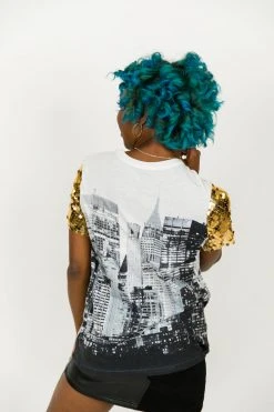 Fringe Co Party Tees Biggie Brooklyn Gold Sequin Sleeve Party Tee 8 Fringe Co Party Tees Biggie Brooklyn Gold Sequin Sleeve Party Tee