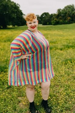 Fringe Co Caftan Club Collection Rainbow Mesh Short Caftan