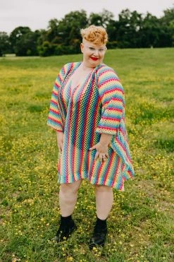 Fringe Co Caftan Club Collection Rainbow Mesh Short Caftan