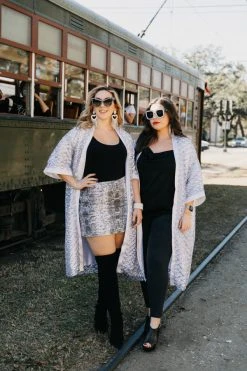 Fringe Co Silver Sequin Diamond Duster Sequin Duster Jackets