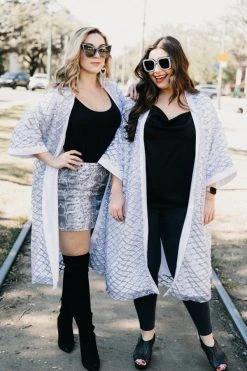 Fringe Co Silver Sequin Diamond Duster Sequin Duster Jackets