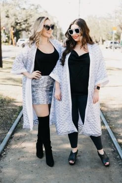 Fringe Co Silver Sequin Diamond Duster Sequin Duster Jackets