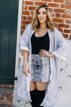 Fringe Co Silver Sequin Diamond Duster Sequin Duster Jackets