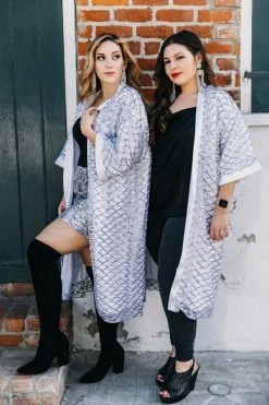Fringe Co Silver Sequin Diamond Duster Sequin Duster Jackets