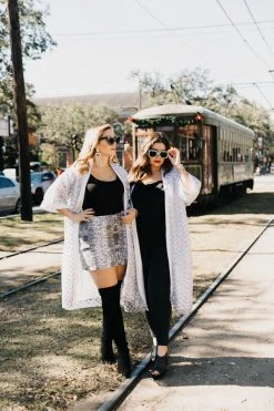 Fringe Co Silver Sequin Diamond Duster Sequin Duster Jackets