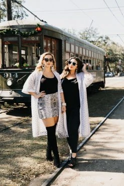 Fringe Co Silver Sequin Diamond Duster Sequin Duster Jackets