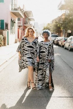 Fringe Co Silver Sequin Embroidered Short Caftan