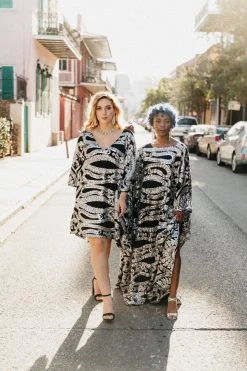 Fringe Co Silver Sequin Embroidered Long Caftan Caftan Club Collection