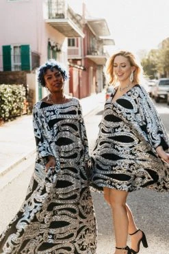 Fringe Co Silver Sequin Embroidered Long Caftan Caftan Club Collection