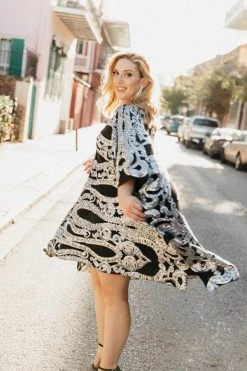 Fringe Co Silver Sequin Embroidered Short Caftan