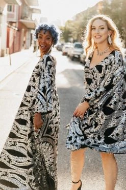 Fringe Co Silver Sequin Embroidered Short Caftan