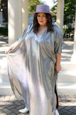 Fringe Co Caftan Club Collection Silver Holographic Long Caftan