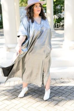 Fringe Co Caftan Club Collection Silver Holographic Long Caftan