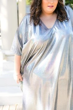 Fringe Co Caftan Club Collection Silver Holographic Long Caftan 10 Fringe Co Caftan Club Collection Silver Holographic Long Caftan