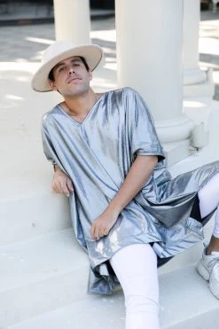 Fringe Co Caftan Club Collection Silver Holographic Short Caftan 10 Fringe Co Caftan Club Collection Silver Holographic Short Caftan