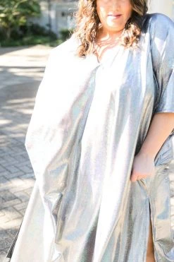 Fringe Co Caftan Club Collection Silver Holographic Long Caftan 13 Fringe Co Caftan Club Collection Silver Holographic Long Caftan