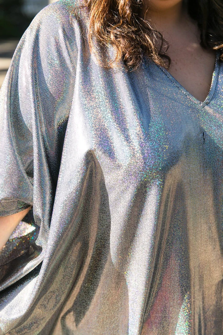 Fringe Co Caftan Club Collection Silver Holographic Long Caftan 7 Fringe Co Caftan Club Collection Silver Holographic Long Caftan