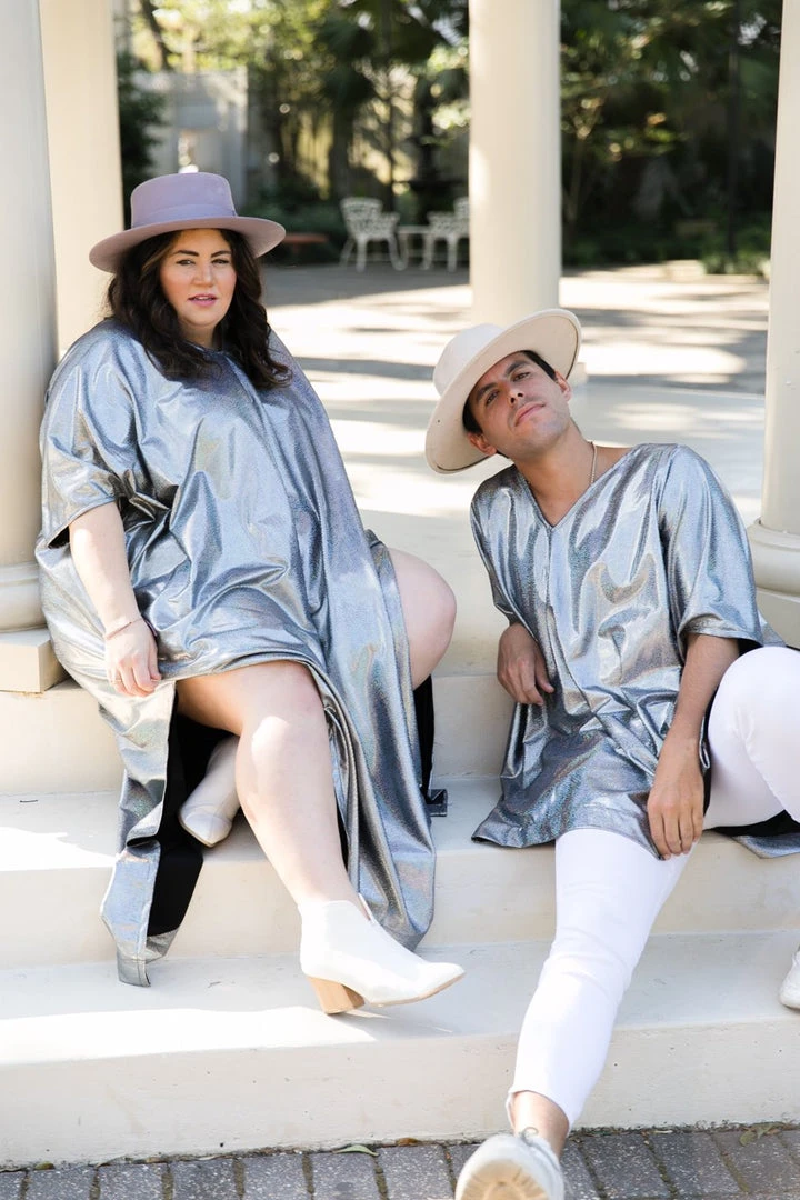 Fringe Co Caftan Club Collection Silver Holographic Long Caftan 5 Fringe Co Caftan Club Collection Silver Holographic Long Caftan