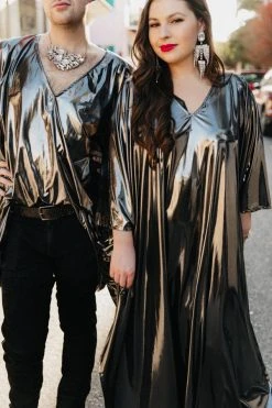 Fringe Co Silver Metallic Lame Long Caftan Caftan Club Collection 23 Fringe Co Silver Metallic Lame Long Caftan Caftan Club Collection