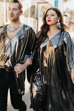 Fringe Co Silver Metallic Lame Long Caftan Caftan Club Collection 27 Fringe Co Silver Metallic Lame Long Caftan Caftan Club Collection