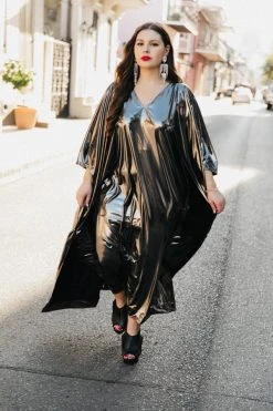 Fringe Co Silver Metallic Lame Long Caftan Caftan Club Collection 26 Fringe Co Silver Metallic Lame Long Caftan Caftan Club Collection