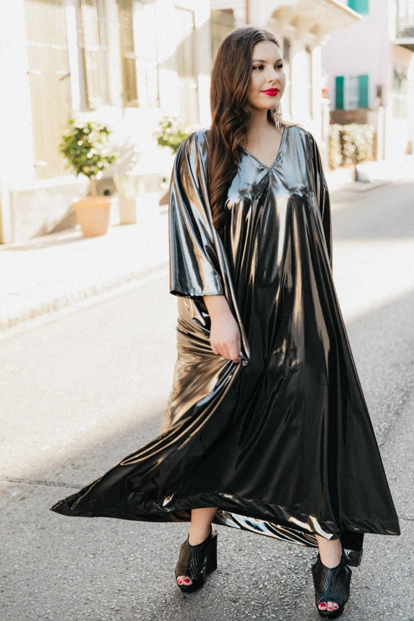 Fringe Co Silver Metallic Lame Long Caftan Caftan Club Collection 2 Fringe Co Silver Metallic Lame Long Caftan Caftan Club Collection