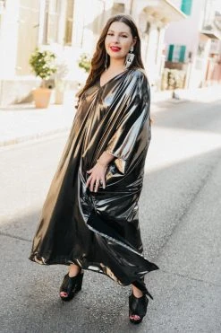 Fringe Co Silver Metallic Lame Long Caftan Caftan Club Collection 24 Fringe Co Silver Metallic Lame Long Caftan Caftan Club Collection