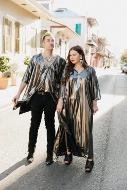 Fringe Co Silver Metallic Lame Long Caftan Caftan Club Collection 16 Fringe Co Silver Metallic Lame Long Caftan Caftan Club Collection