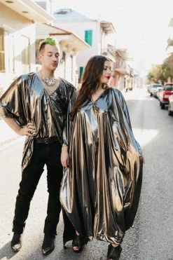 Fringe Co Silver Metallic Lame Long Caftan Caftan Club Collection 19 Fringe Co Silver Metallic Lame Long Caftan Caftan Club Collection