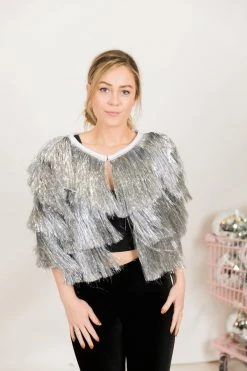 Fringe Co Totally Tinsel Collection Silver Totally Tinsel Jacket 17 Fringe Co Totally Tinsel Collection Silver Totally Tinsel Jacket