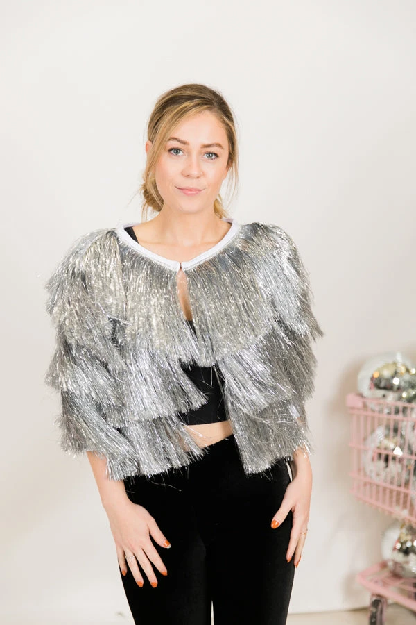 Fringe Co Totally Tinsel Collection Silver Totally Tinsel Jacket 7 Fringe Co Totally Tinsel Collection Silver Totally Tinsel Jacket
