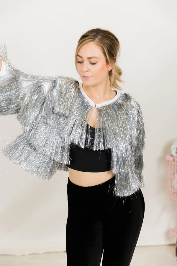 Fringe Co Totally Tinsel Collection Silver Totally Tinsel Jacket 11 Fringe Co Totally Tinsel Collection Silver Totally Tinsel Jacket