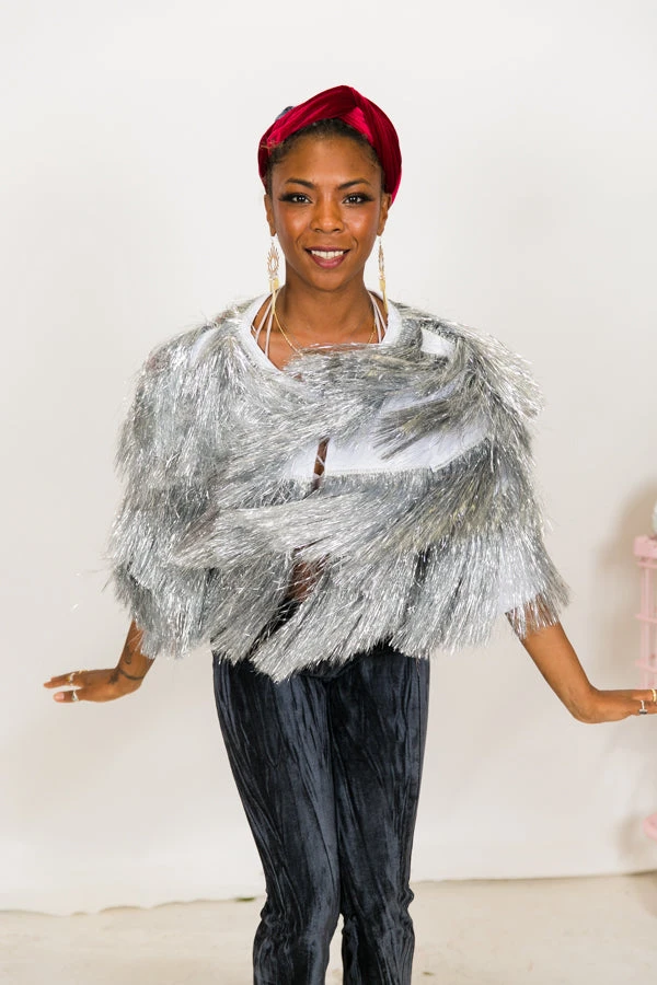 Fringe Co Totally Tinsel Collection Silver Totally Tinsel Jacket 2 Fringe Co Totally Tinsel Collection Silver Totally Tinsel Jacket