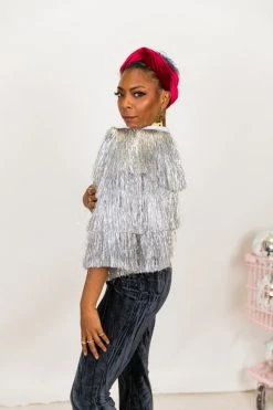 Fringe Co Totally Tinsel Collection Silver Totally Tinsel Jacket 19 Fringe Co Totally Tinsel Collection Silver Totally Tinsel Jacket