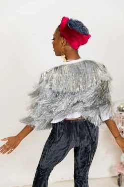 Fringe Co Totally Tinsel Collection Silver Totally Tinsel Jacket 14 Fringe Co Totally Tinsel Collection Silver Totally Tinsel Jacket