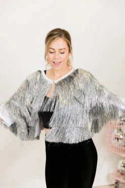 Fringe Co Totally Tinsel Collection Silver Totally Tinsel Jacket 15 Fringe Co Totally Tinsel Collection Silver Totally Tinsel Jacket