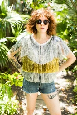 Fringe Co Gold And Silver Tinsel Vest