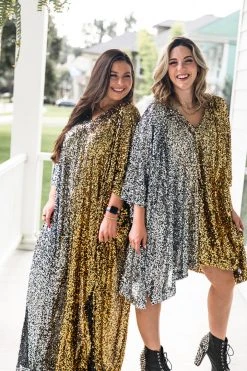 Fringe Co Silver To Gold Ombre Sequin Long Caftan Caftan Club Collection