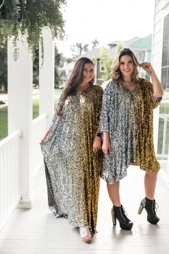 Fringe Co Silver To Gold Ombre Sequin Long Caftan Caftan Club Collection