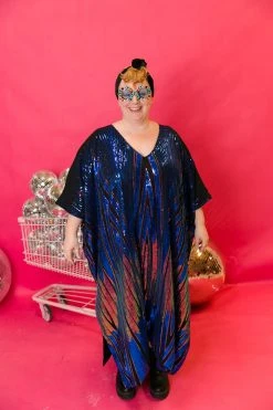 Fringe Co Sirens Blue Sequin Caftan